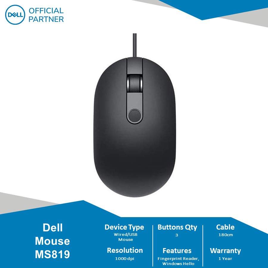 Dell Wired Mouse with Fingerprint Reader MS819