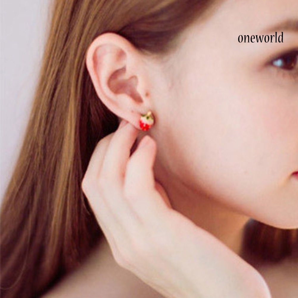 OW# Cute Women Fruit Strawberry Watermelon Ladybird Ear Stud Earrings Jewelry Gift