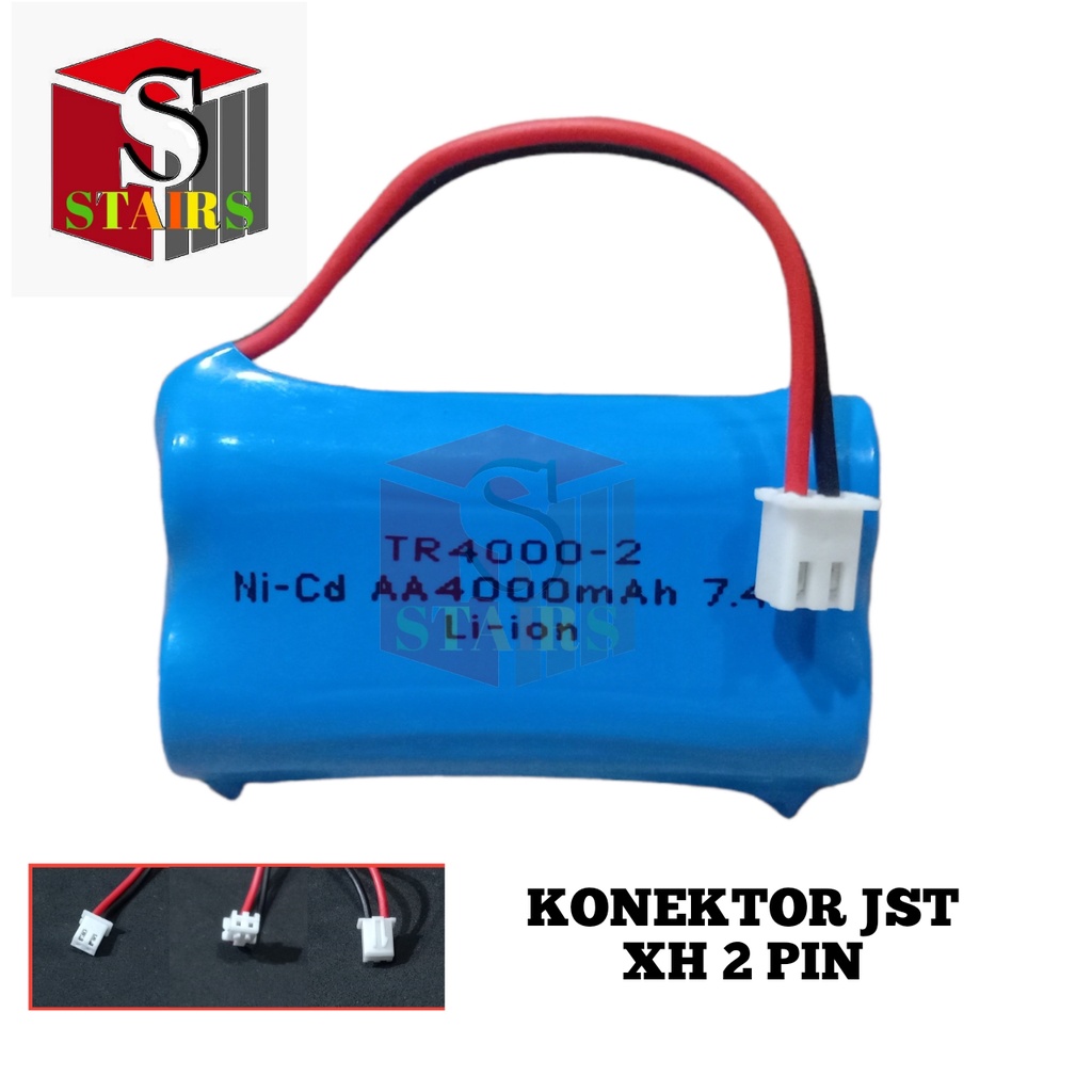 Baterai RC/ Speaker /Mainan Anak &amp; Elektronik Lainnya 2X 14500 7.4V 4000mAh Konektor JST XH 2 PIN