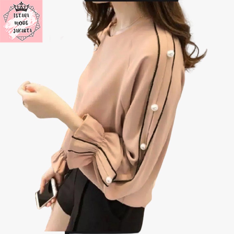 ISTANA MODE JAKARTA Raisa baju atasan wanita terbaru blouse korean style blouse wanita lengan panjang-3