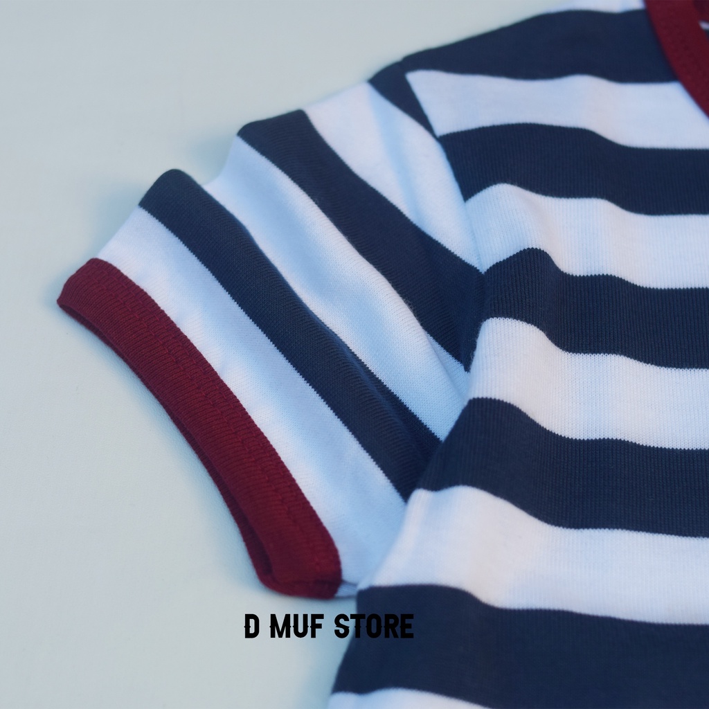 Kizzu Kaos Anak Salur Premium Usia 1-12 Tahun Salur Navy- dmufstore