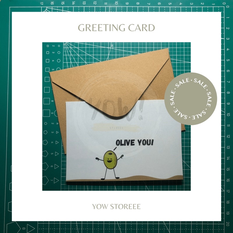 

[YOW CARD] Kartu Ucapan dengan Amplop Kraft Coklat / Greeting Card with Brown Kraft Envelope - I Love You / ILY - Valentines Card / Love Lovers Lovebirds / Cute Olive You Edition - YOW STOREEE