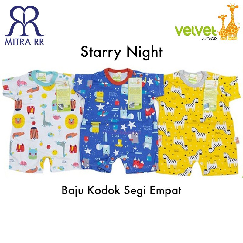 [TERBARU] Velvet Junior Romper Baju Kodok Segi Empat Newborn Jumper Playsuit