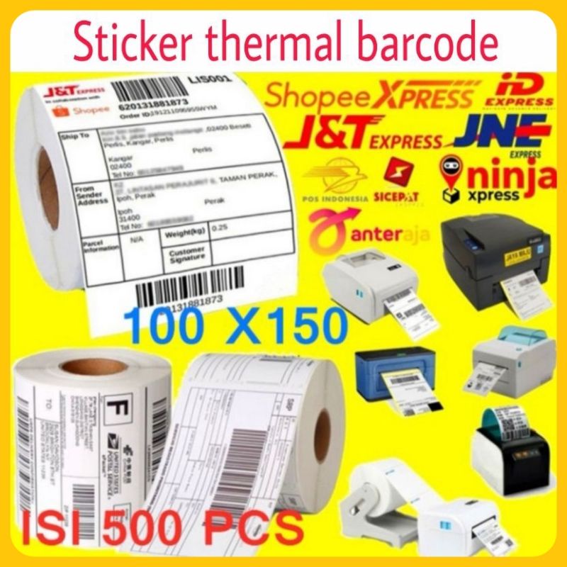 KERTAS LABEL STICKER / STICKER THERMAL BARCODE UKURAN 100 X 150 MM / A6 ISI 500 LEMBAR