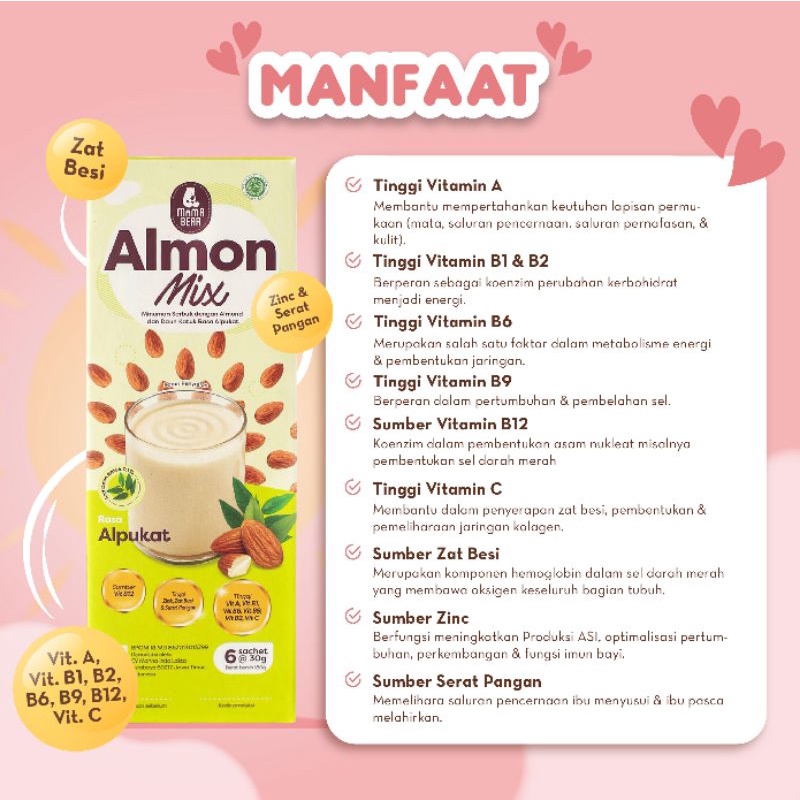 Almond Mix Susu Almond Milk + Katuk Pelancar ASI Booster Rasa Alpukat