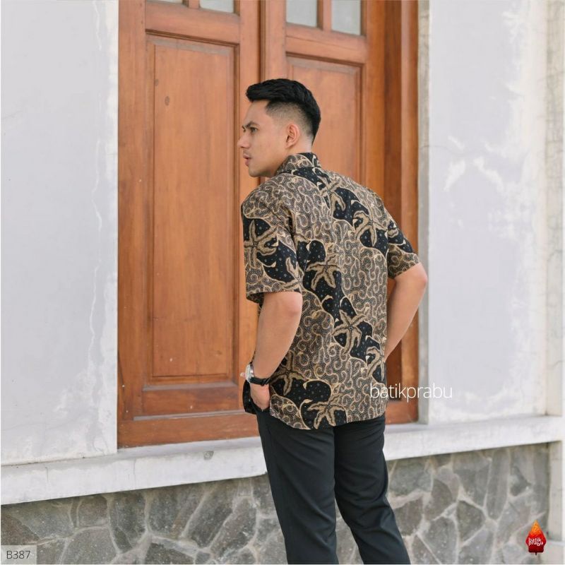 Batik kemeja pria lengan pendek&amp;panjang lapis furing bahan katun halus baturaden reguler BL01