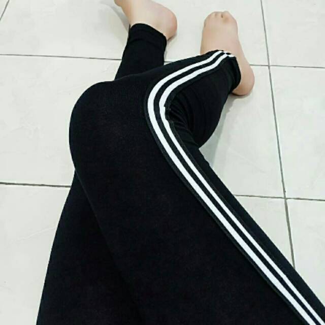 Legging import 2 list putih