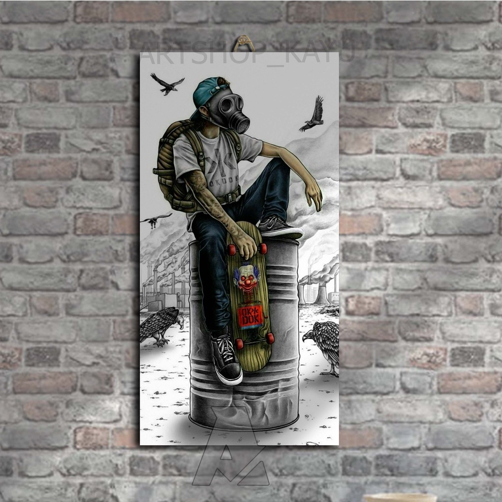 POSTER KAYU Hiasan dinding SKATEBOARD |GRAFFITI|pajangan rumah pajangan Dekorasi dinding