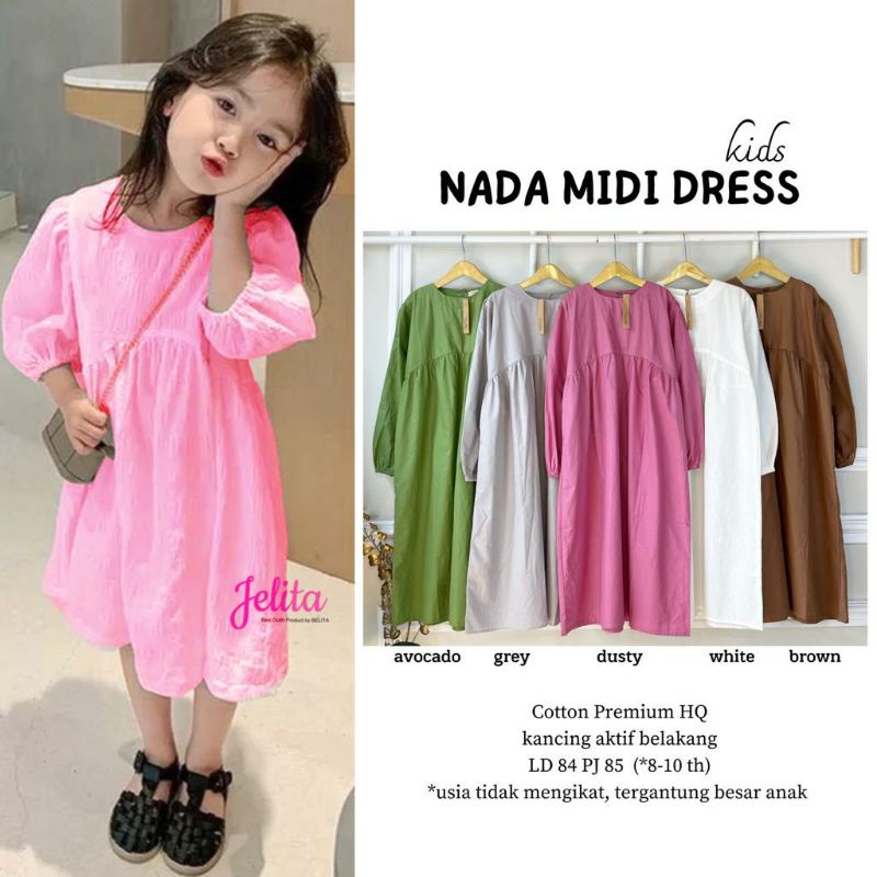 NADA MIDI DRESS ANAK ORI JELITA // Baju Gamis Midi Anak Perempuan Lucu