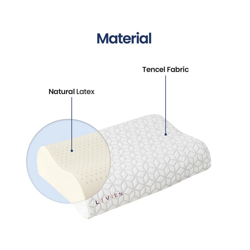 Bantal Tidur Latex, 100% Natural Latex Pillow, Peanut Pillow Livien Sleep