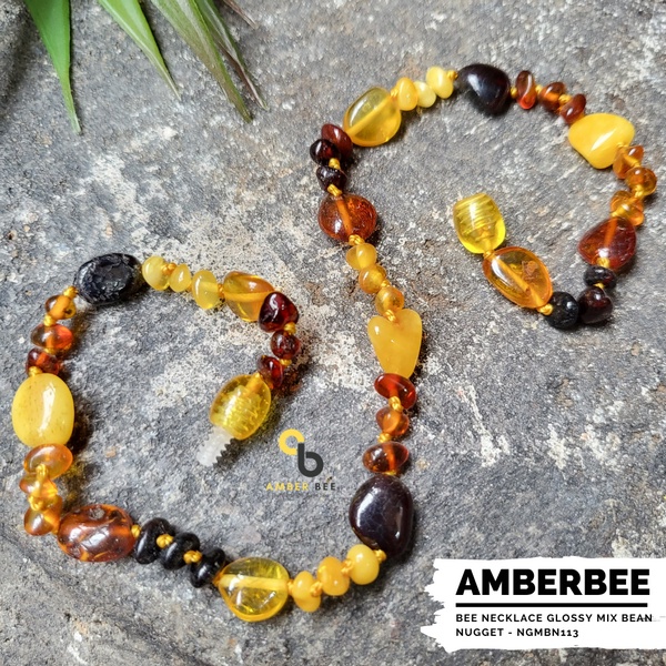 Kalung Amber Bayi &amp; Anak Glossy Mix Bean Nugget NGMBN113 By Amber Bee