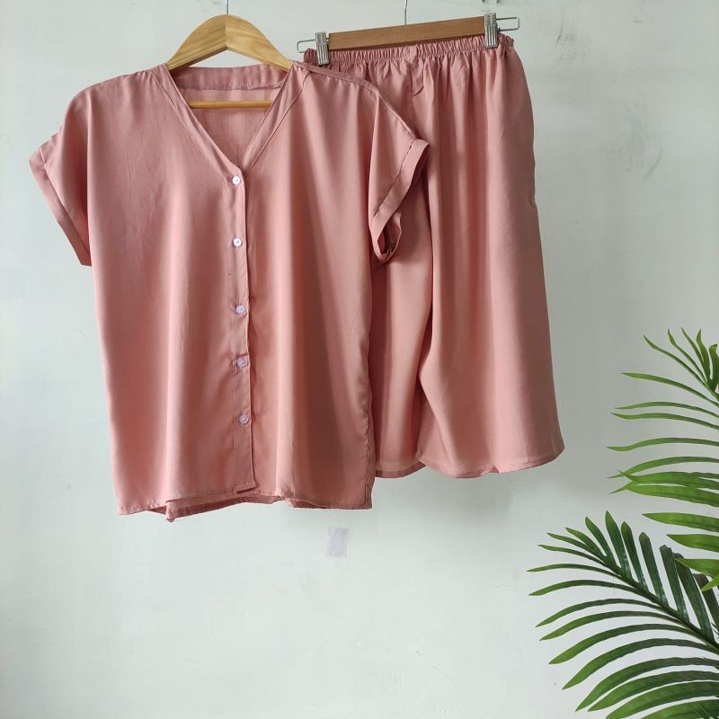 PIYAMA POLOS KANCING | PIYAMA BUSUI | BAJU SANTAI MURAH | HOMEDRESS MURAH | HOMEWEAR MURAH-VN 7/8 SALEM