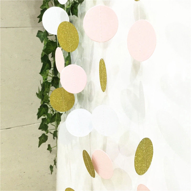 [ Glitter Circle Polka Dots Garland Banner Decoration For Christmas Festival Birthday Wedding Party ]