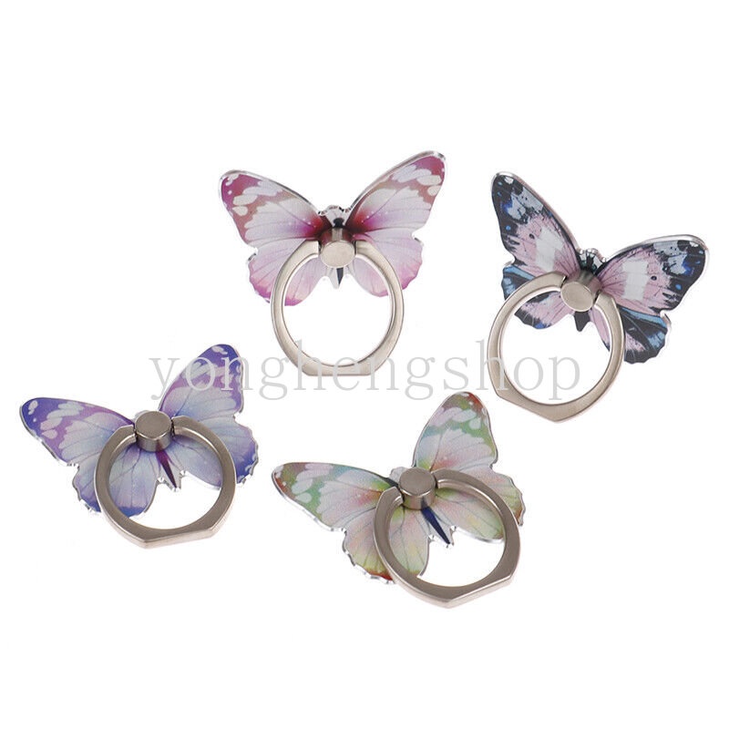 Butterfly Ring Holder Hp Universal Bentuk Kupu-Kupu Aksen Glitter