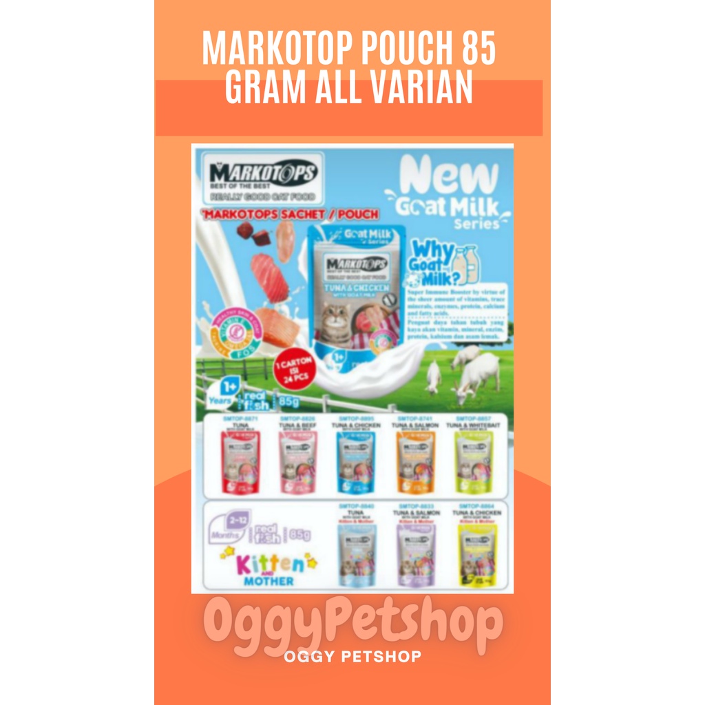 Markotops Pouch 85gr All Varian Semua Rasa Makanan Kucing Adult &amp; Kitten