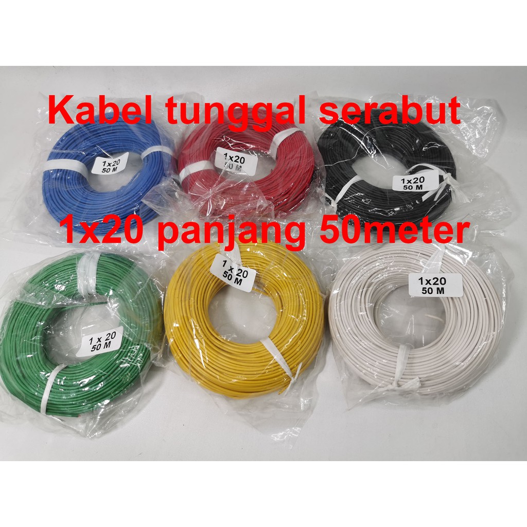 Kabel listrik Tunggal Serabut 1 x 20 panjang 50 mtr per roll