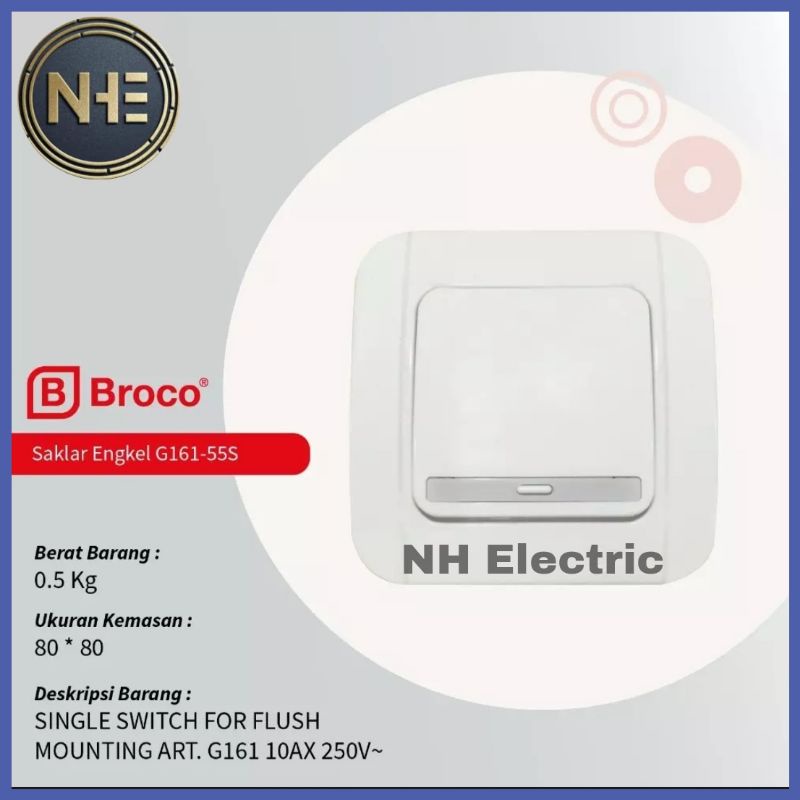 IB Saklar Engkel Galleo Putih G161 - Inbow Single Switch White Galleo Broco - Saklar Tunggal Tanam Galleo Broco