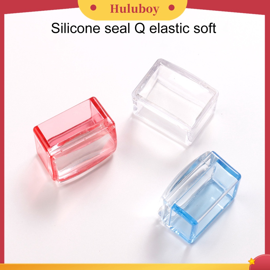 Huluboy Huluboy♡ Stempel Kuku Bentuk Persegi Bahan Silikon Transparan Untuk Manicure Wanita