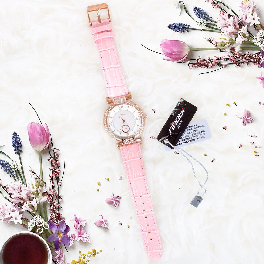 Jam Tangan Kulit Sinobi Wanita - Diamond Pink