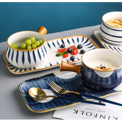 Mangkok Nordic Set/ Mangkok Keramik Set 2in1/ Breakfast set 2in1