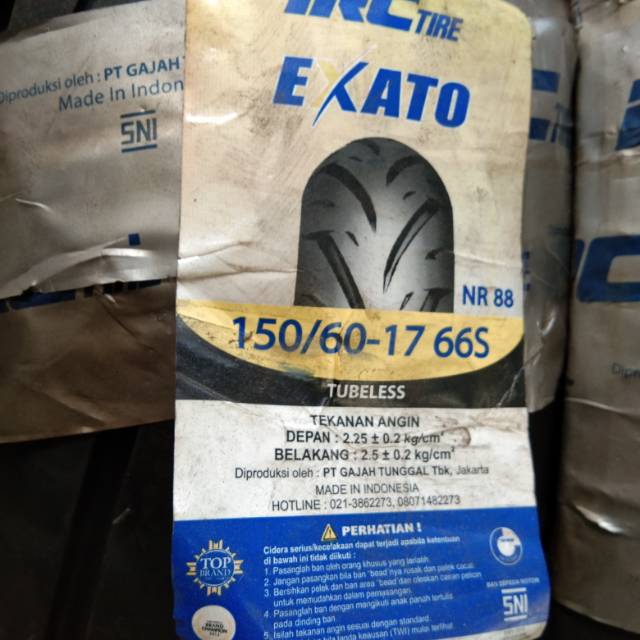 Ban IRC 150/60-17 Exato Tubeles Velg ring 17