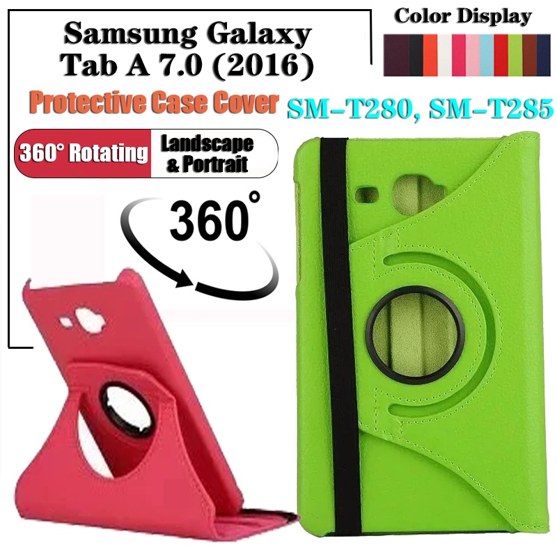 Untuk Samsung Galaxy Tab A A6 J 7.0 inch Tab A 2016 SM-T280 SM-T285 Fashion Flip Leather Case Tablet Perlindungan Kulit360° Cover Casing Stand Putar