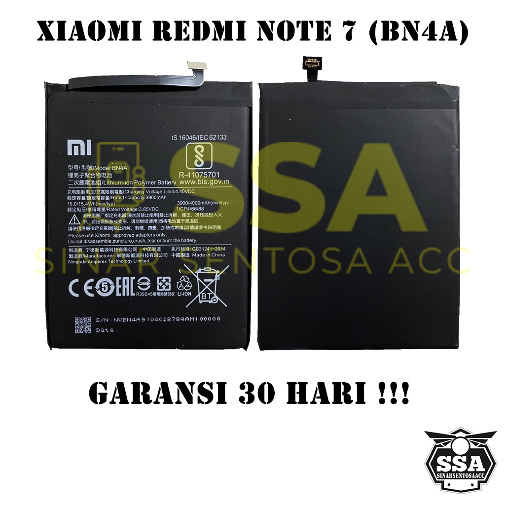 Baterai Xiaomi Redmi Note 7 BN4A RedmiNote 7 XiaomiNote7 BN4a Redmi BN 4A Original OEM Batu Batere Batre Battery Batrai Batrei ori hp Xiao Mi Garansi