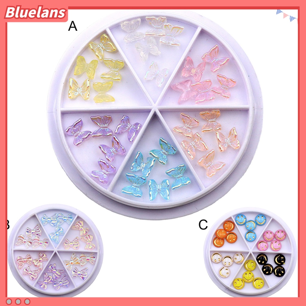 (In Stock) Kacamata Hitam Lensa Warna Warni ♡1 Kotak Ornamen Pita Aurora 3D Bahan Akrilik Glitter Untuk Dekorasi Kuku Wanita