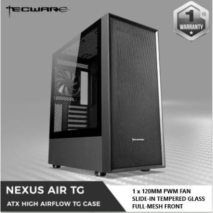 Tecware Nexus AIR Tempered Glass Mid Tower ATX Case - 1x PWM Fan included | support ATX Micro ATX Mini ITX