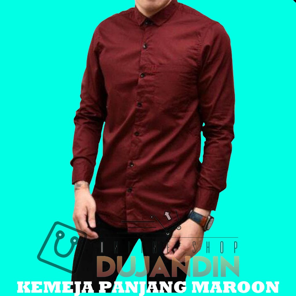 JK.ID KEMEJA PRIA MAROON POLOS / KEMEJA KASUAL / KEMEJA PANJANG / LONG T-SHIRT