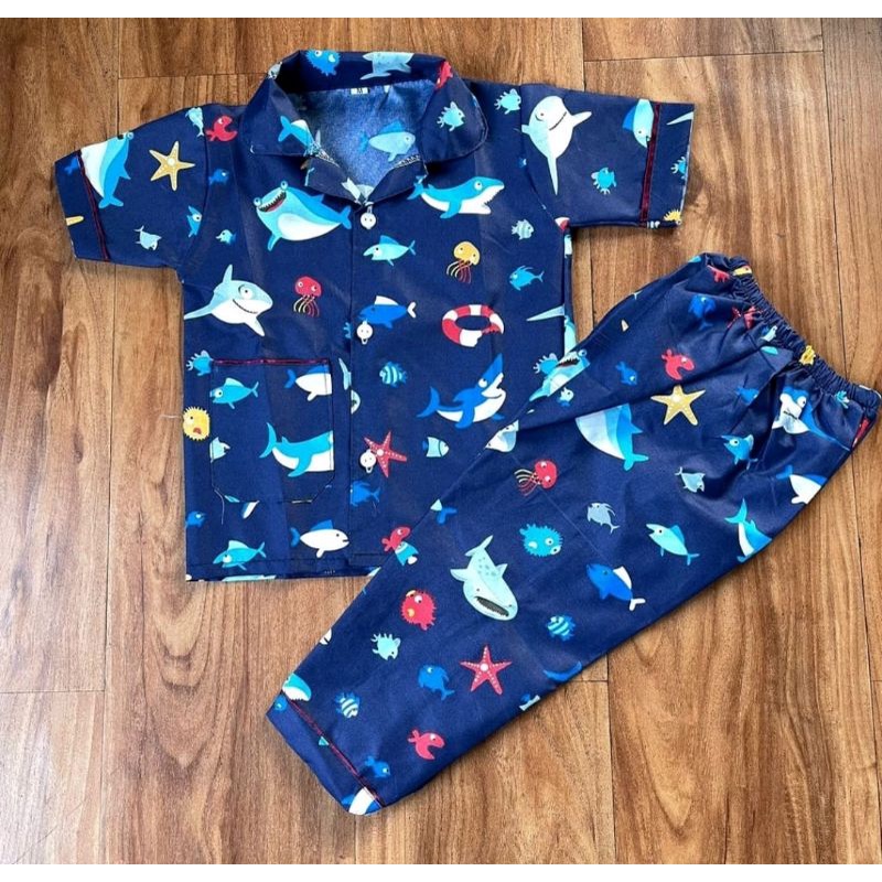 PIYAMA ANAK MOTIF BINATANG DENGAN 3 PILIHAN (BABY SHARK/DINO/LEBAH) UNTUK ANAK LAKI PEREMPUAN UMUR 1