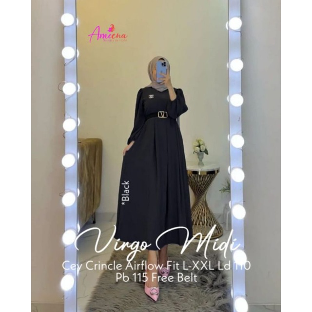 Virgo Midi//Dress//Dress Wanita//Dress Muslim//Dress Daily//Gamis Wanita//Gamis Muslim