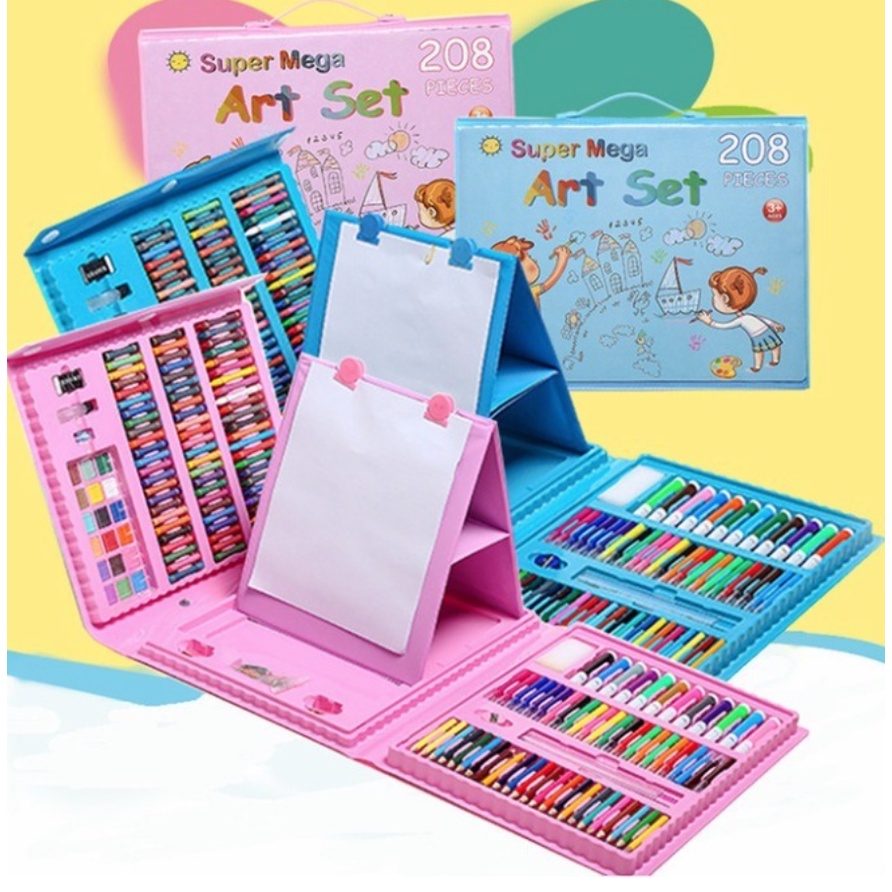 Stationary Set isi 150 &amp; 208 pcs / Alat Warna Crayon Set / Alat Tulis &amp; Lukis Melukis Anak Set / Pensil Warna Cat Air