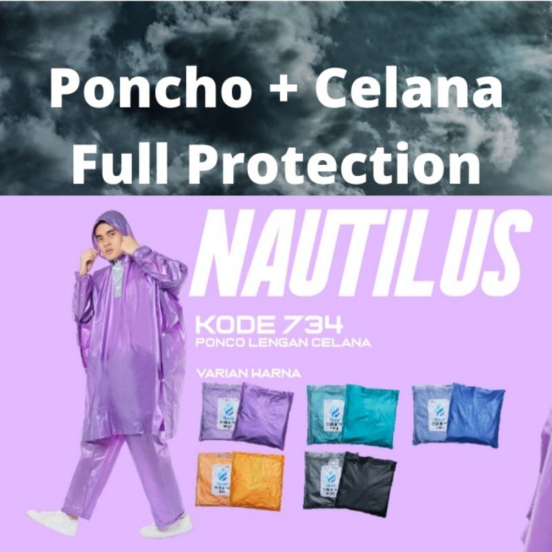 Jas Hujan Ponco Celana Nautilus 734 Plevia - Mantel Mantol Ponco Kalong Celana Pria Wanita Dewasa