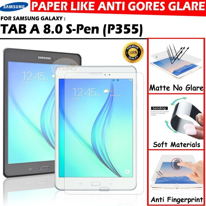 Samsung Galaxy Tab A 8.0 8 Inch P355 S Pen 2016 Paper Like Anti Gores Screen Guard Protector Glare