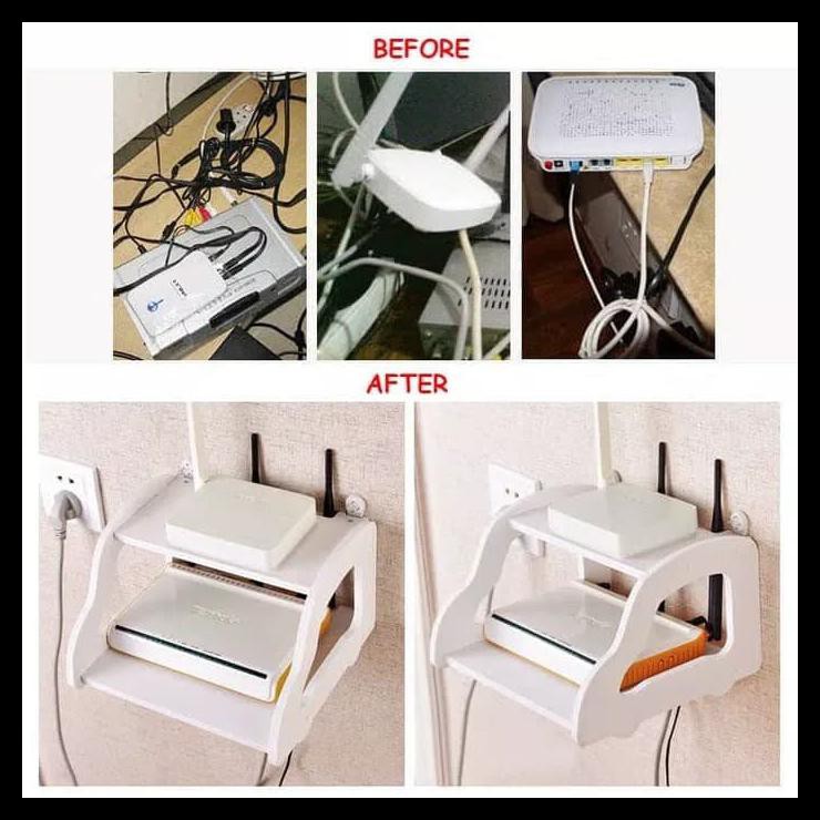 Rak Router Wifi Modem Telepon Rak Dinding Vintage Desktop Rak Pajangan