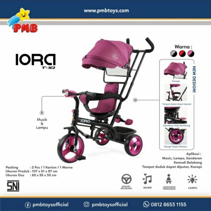 Sepeda Roda Tiga Anak PMB T10 IORA Tricycle Murah