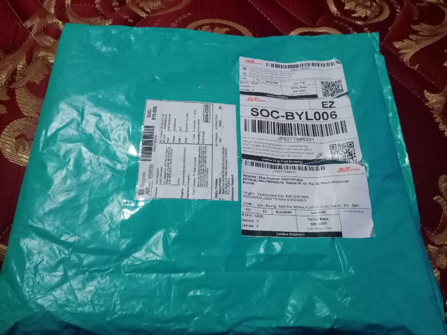 Batik Pria Merak Puspita Hijau Size M - Xxl  Batik Solo Halus Asli Katun Sragenan Full Furing