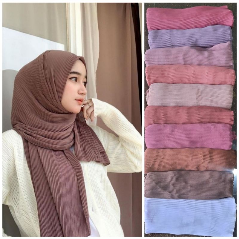 pasmina plisket/pasmina full plisket/hijab plisket premium panjang 180x80cm