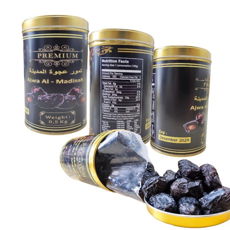 Kurma Nabi//Ajwa Madinah Kemasan Kaleng Premium 500gr