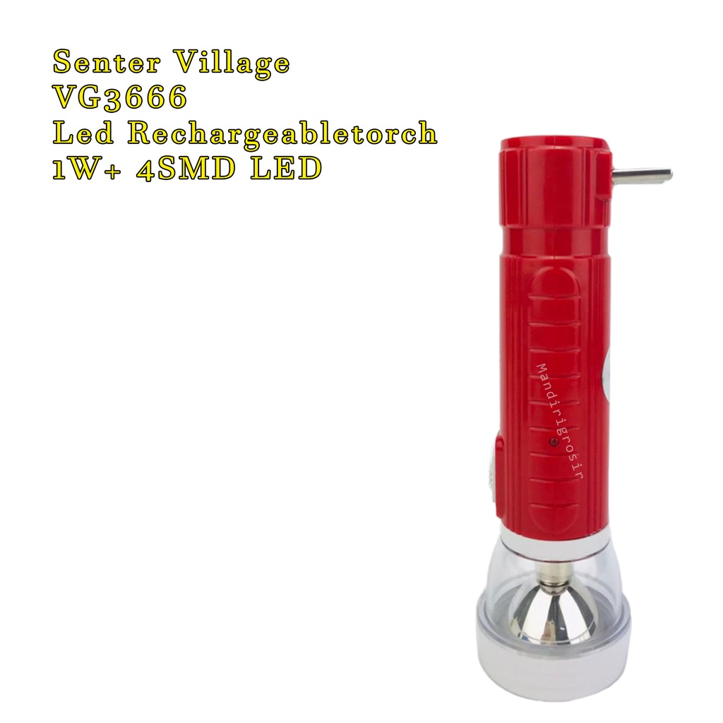 Village*Senter  * VG3666 * Senter Led Rechargeabletorch * 1W+ 4SMD LED