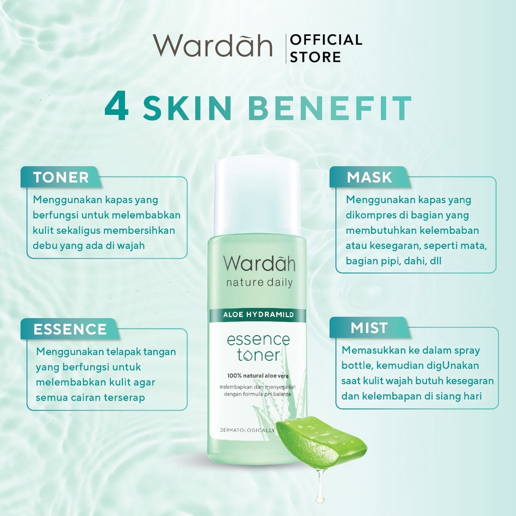 Wardah Nature Daily Essence Toner 100 ml / Wardah Nature Daily Aloe Hydramild Essence Toner / Wardah Nature Daily Series