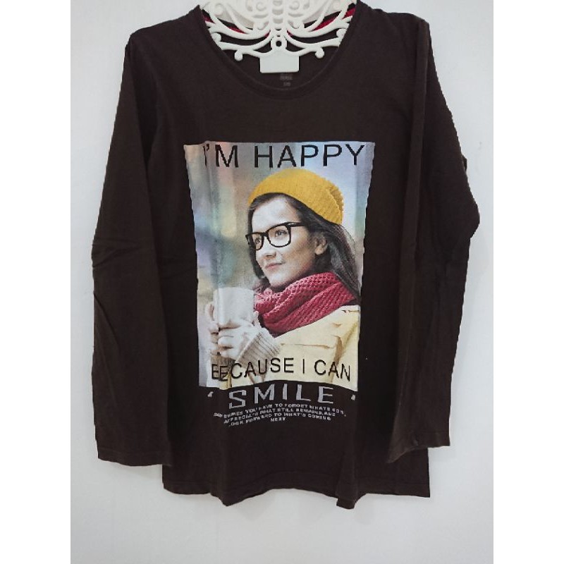 Baju Kaos Super T Warna Coklat Tua Lengan Panjang Anak Cewe