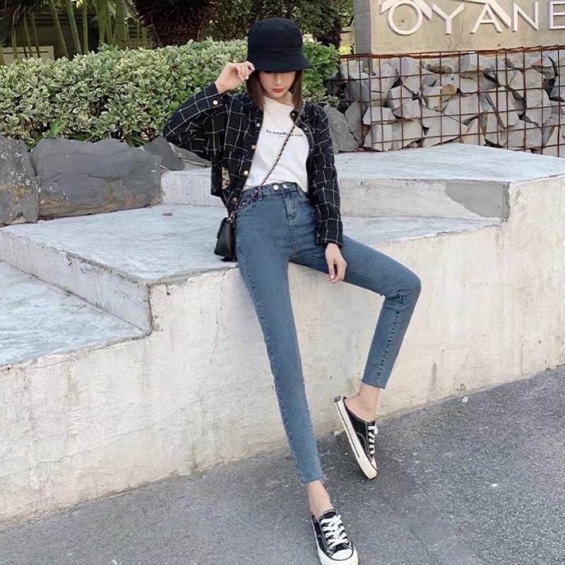 JEANS HW SKINNY PANTS IMPORT DENIM CELANA PANJANG STRECH HIGHWAIST WANITA MX887