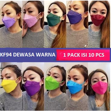 Masker dewasa KF94 WARNA ISI 10 PCS murah meriah berkualitas import modis kekinian nyaman halus kore