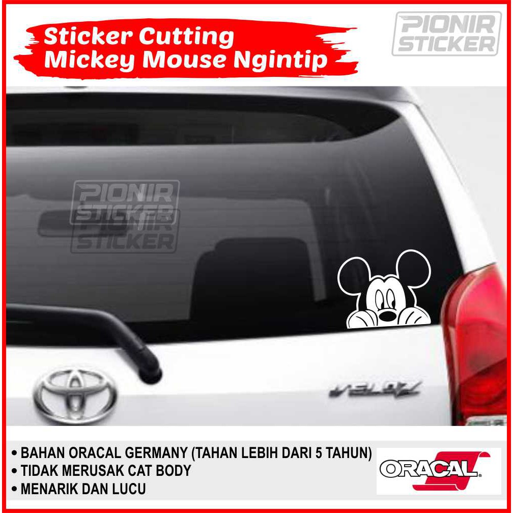 Stiker mobil mickey mouse ngintip cutting sticker mickeymouse ngintip