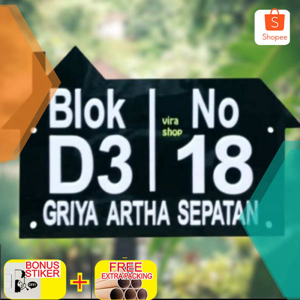 

papan nama alamat dan nomor rumah acrylic 30x20 Keren
