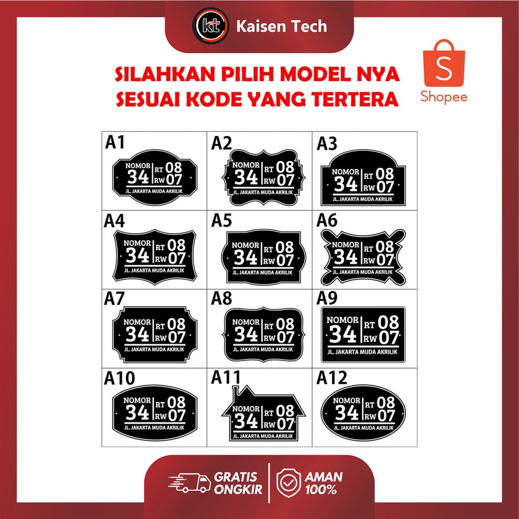 

Nomor Rumah Akrilik Cutting stiker