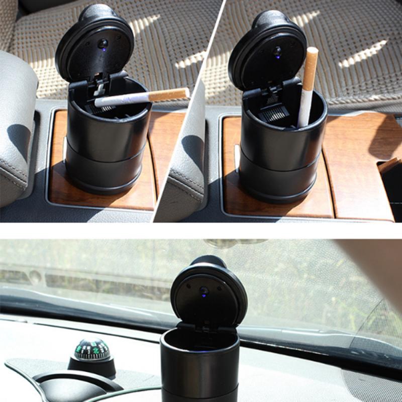 Asbak Mobil LED Portable Car Ashtray Cup Mini Trash Bin Tong Sampah