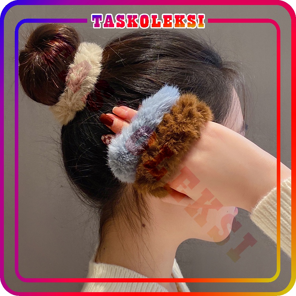 ☛TK☚  R691 Ikat Rambut Scrunchie Ikat Rambut Korea Scrunchie Ikat Rambut Anak Rabbit Hair Bulu Halus Hair Band Scrunchie Korea Aesthetic